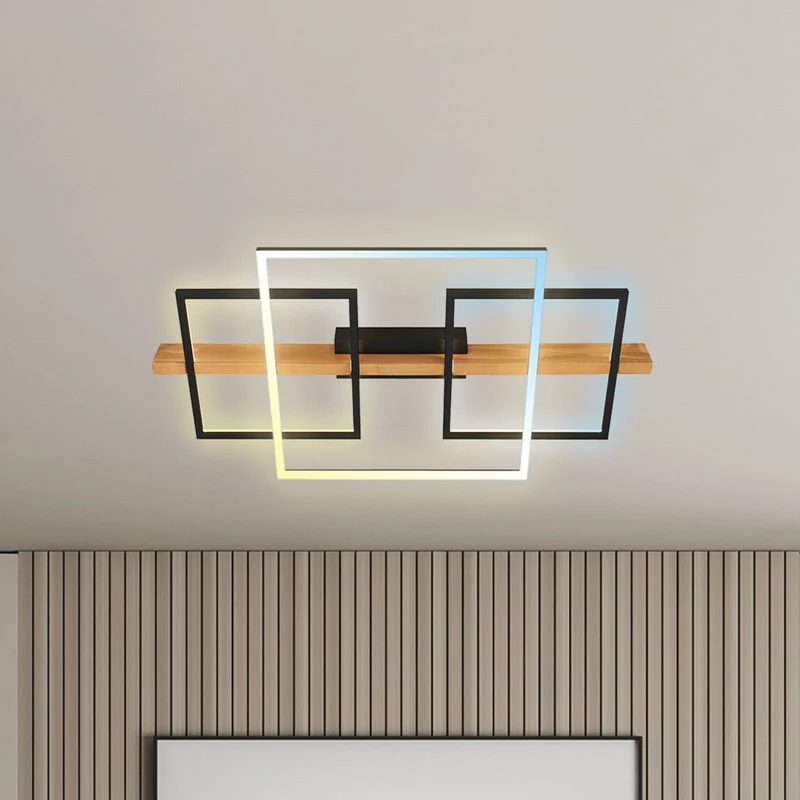 B-Ware briloner Deckenleuchte Lampe LED Cadre Holz Schwarz Memoryfunktion Nachtlicht