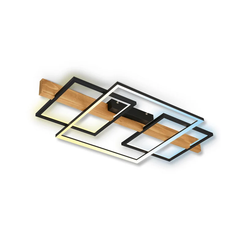 B-Ware briloner Deckenleuchte Lampe LED Cadre Holz Schwarz Memoryfunktion Nachtlicht