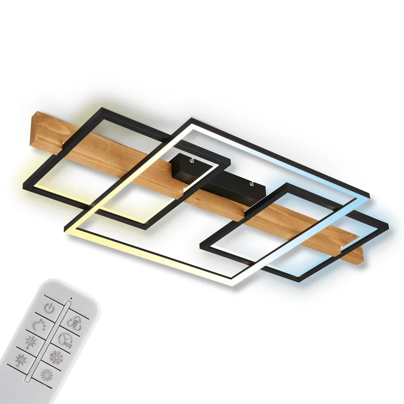 B-Ware briloner Deckenleuchte Lampe LED Cadre Holz Schwarz Memoryfunktion Nachtlicht