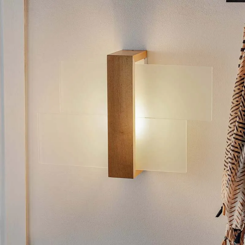 B-Ware Wandleuchte Shifted 1 Glas helles Holz Wandlampe Lampe Leuchte Spot Licht E27887