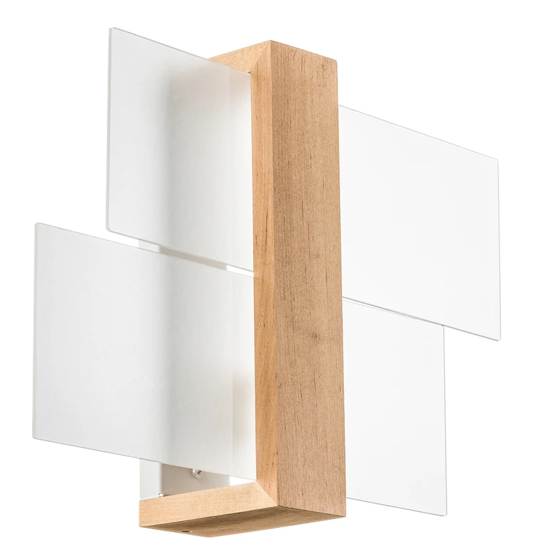 B-Ware Wandleuchte Shifted 1 Glas helles Holz Wandlampe Lampe Leuchte Spot Licht E27887