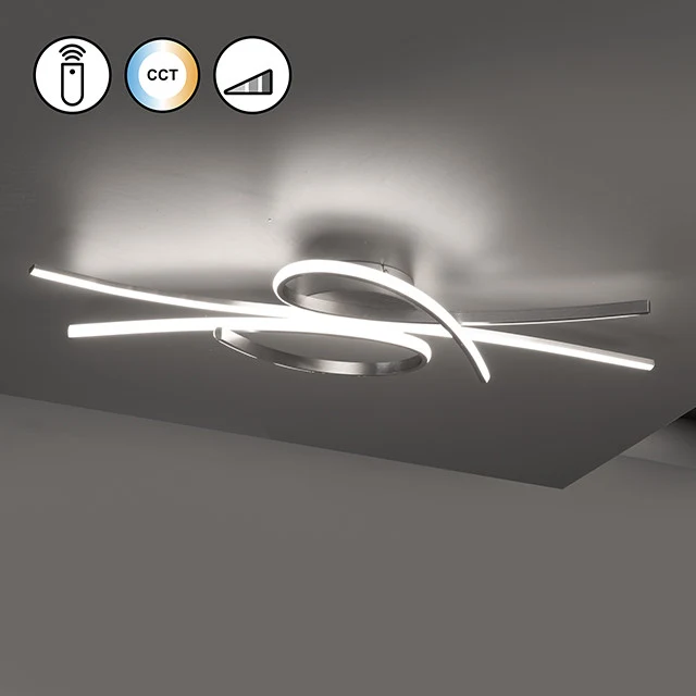 B-Ware Fischer & Honsel Deckenleuchte Lampe LED BIBA Fernbedienung Nickel Metall 100 cm