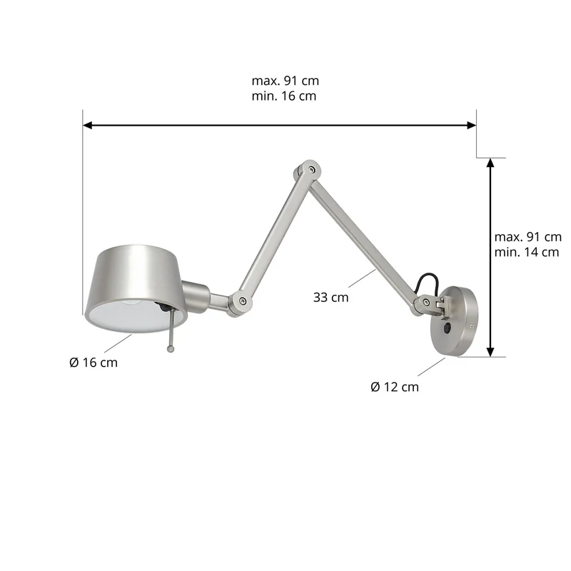 B-Ware Lucande Wandleuchte Wandlampe Silka Nickel E27 Verstellbar Metall 91 cm Lampe