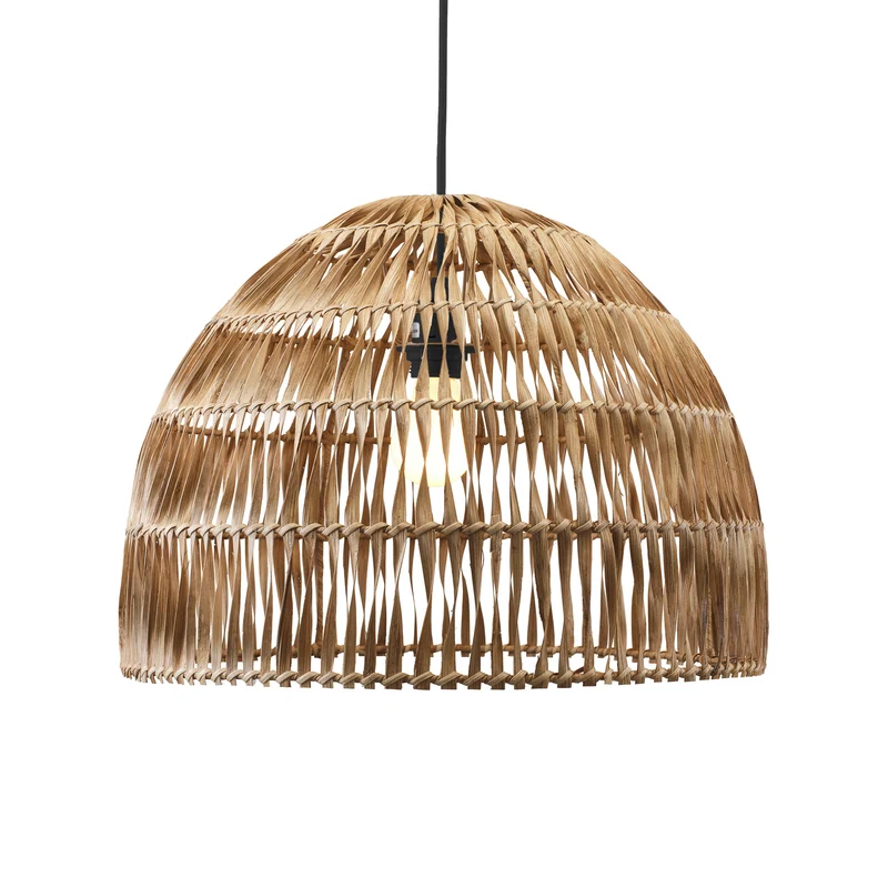 B-Ware PR Home Hängeleuchte Pendelleuchte Rattan Lace Holz Schwarz Schirm Innenbereich