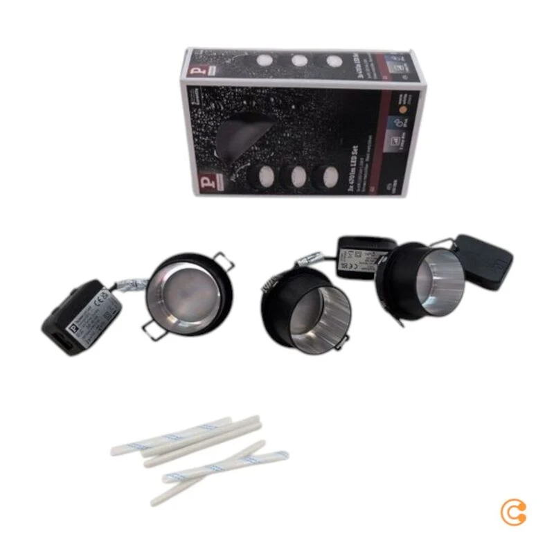 B-Ware Paulmann Einbauleuchte Einbaustrahler LED dimmbar schwarz matt 3er Set IP44 6W