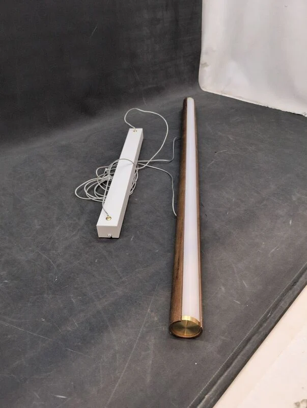B-Ware Designer Hängeleuchte Akeno LED Pendelleuchte dimmbar Holz Messing Leuchte 80cm