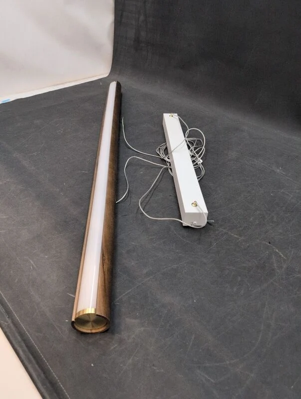 B-Ware Designer Hängeleuchte Akeno LED Pendelleuchte dimmbar Holz Messing Leuchte 80cm