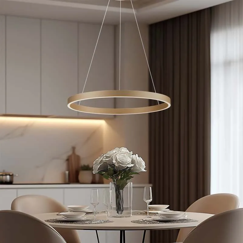 B-Ware Lucande Hängeleuchte Yonam LED Pendelleuchte dimmbar gold 1-flammig Tuya 250cm