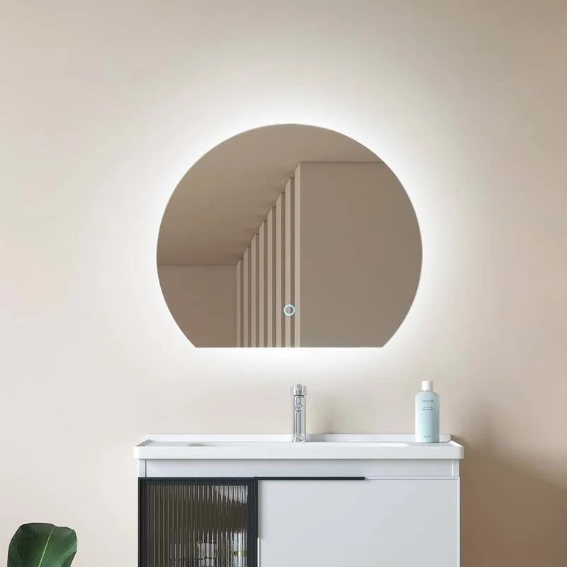 B-Ware Lucande LED Spiegel Celestiel halbrund Licht CCT 50cm Badspiegel chrom 380 Lumen