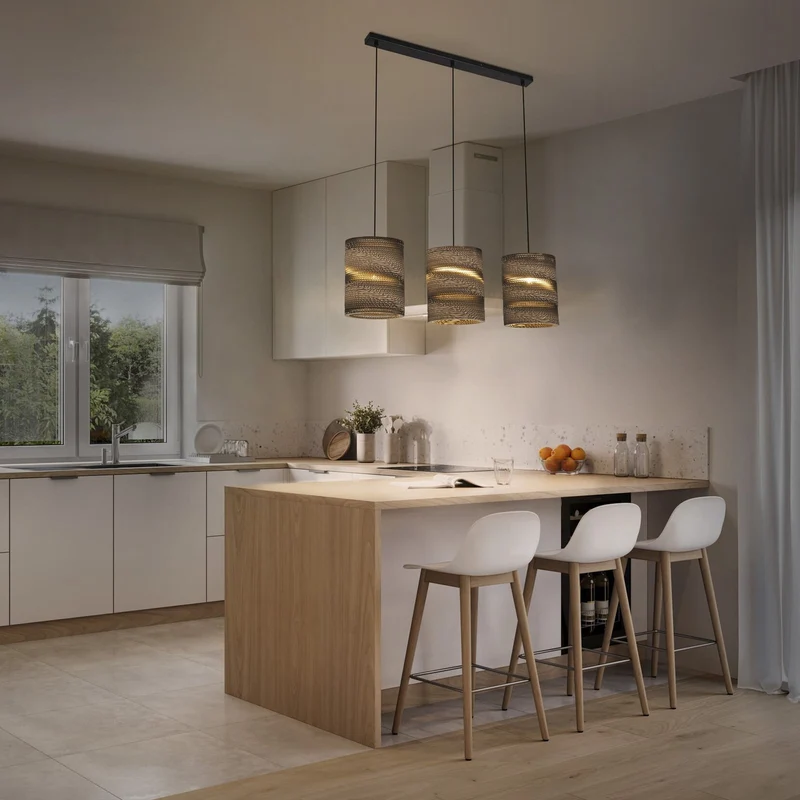 B-Ware LEDVANCE Hängeleuchte Pendelleuchte Cylinder Wellpappe Braun E27 LED 3-flammig