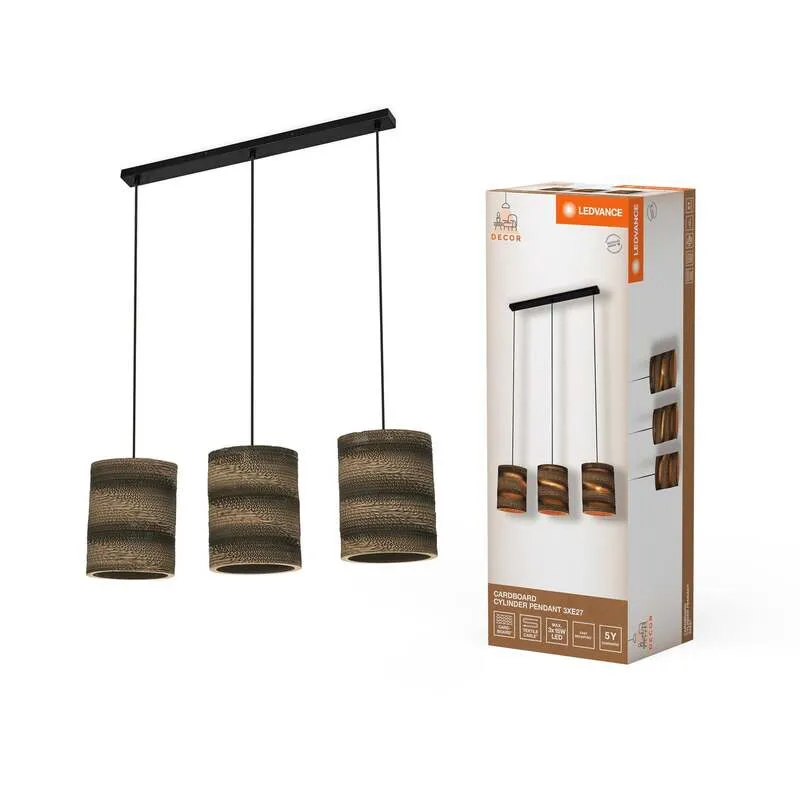 B-Ware LEDVANCE Hängeleuchte Pendelleuchte Cylinder Wellpappe Braun E27 LED 3-flammig