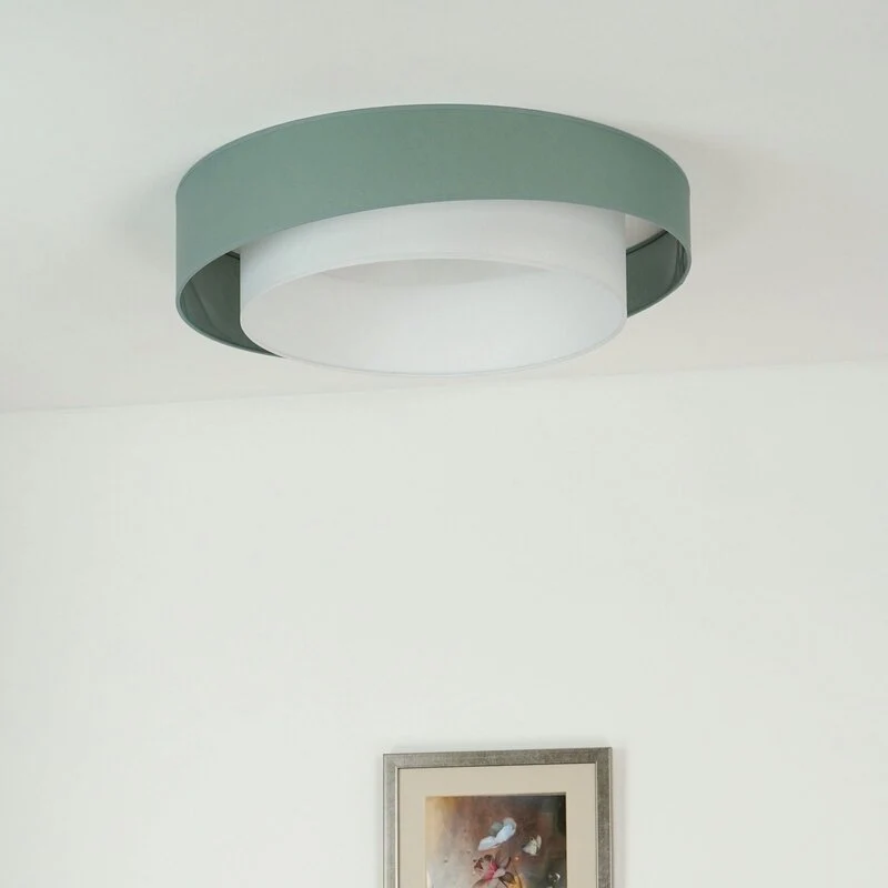 B-Ware Luneta Deckenleuchte Lampe LED Textil grün weiß Fernbedienung dimmbar 60 cm62
