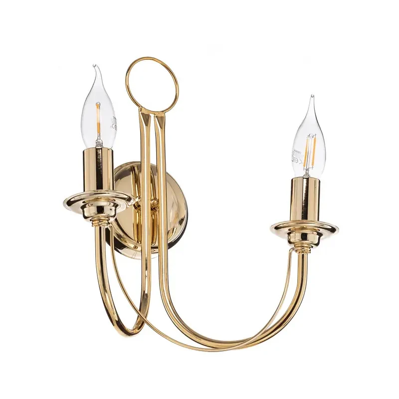 B-Ware Euluna Wandleuchte Wandlampe Retro Gold Stahl Schalter Beleuchtung 2-flg