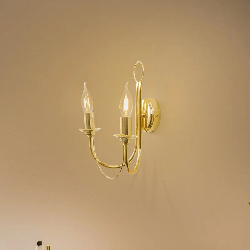 B-Ware Euluna Wandleuchte Wandlampe Retro Gold Stahl Schalter Beleuchtung 2-flg