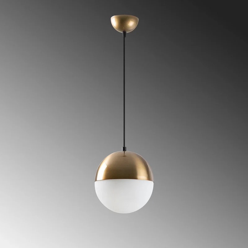 B-Ware Hängeleuchte Bastos 2101 Pendelleuchte Opalglas Gold Antik Ø 20 cm E27 LED Lampe