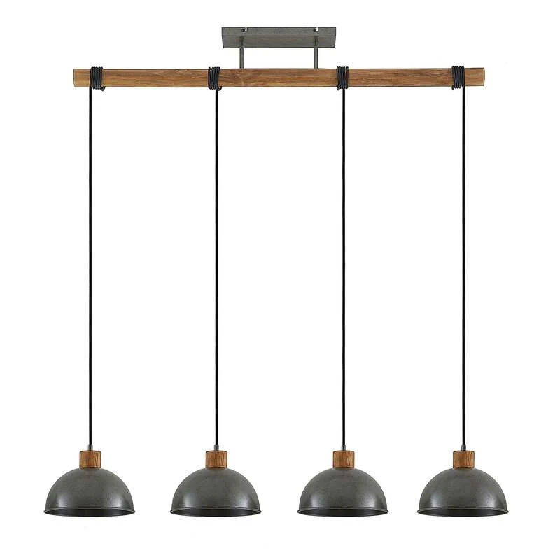 B-Ware Lindby Hängelampe Hängeleuchte Durbis LED Pendelleuchte dimmbar grau Holz 116cm