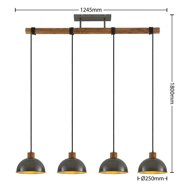B-Ware Lindby Hängelampe Hängeleuchte Durbis LED Pendelleuchte dimmbar grau Holz 116cm