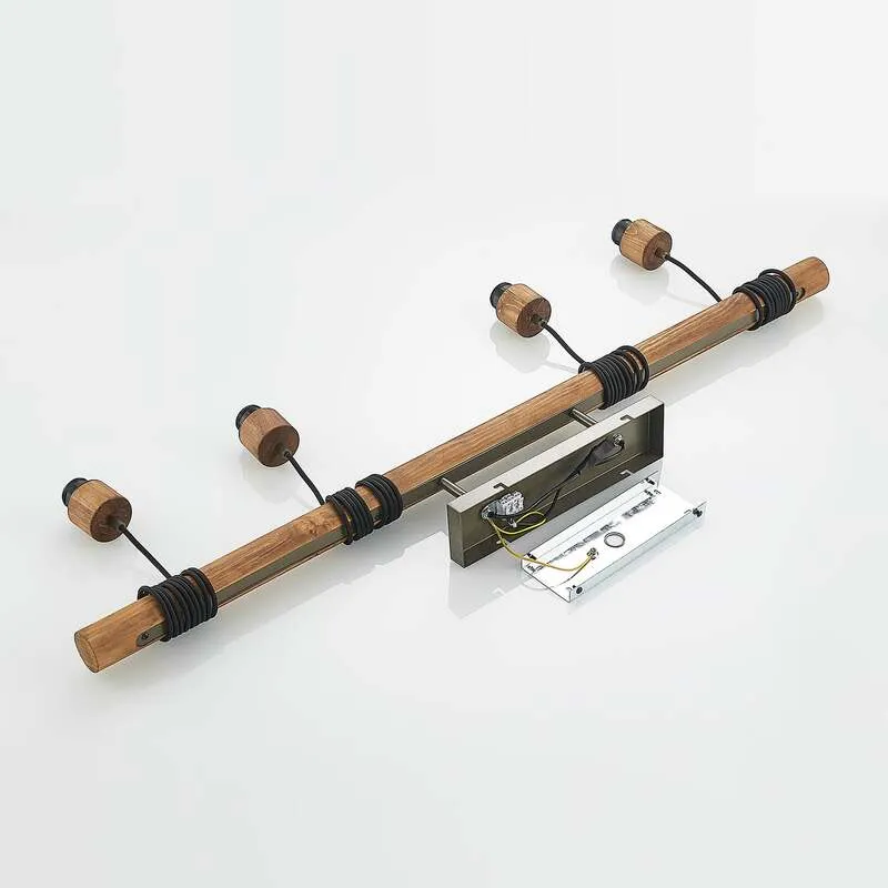 B-Ware Lindby Hängelampe Hängeleuchte Durbis LED Pendelleuchte dimmbar grau Holz 116cm