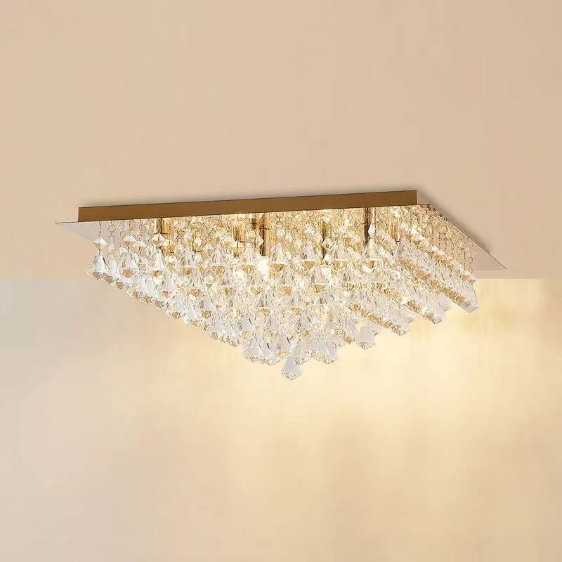B-Ware Lindby Deckenleuchte Kristallleuchte Rimedia LED Lampe dimmbar gold Ø55cm