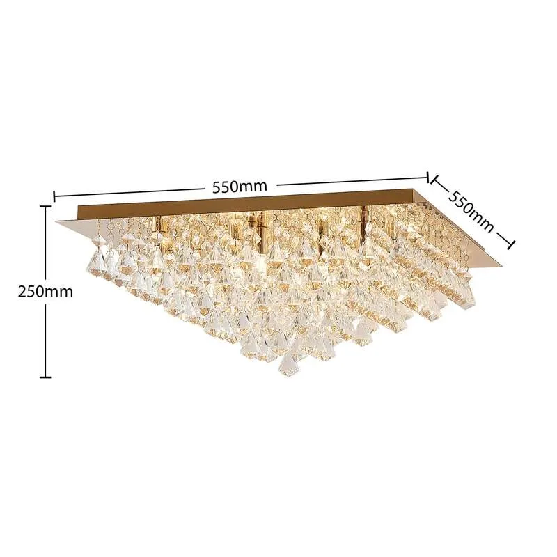 B-Ware Lindby Deckenleuchte Kristallleuchte Rimedia LED Lampe dimmbar gold Ø55cm