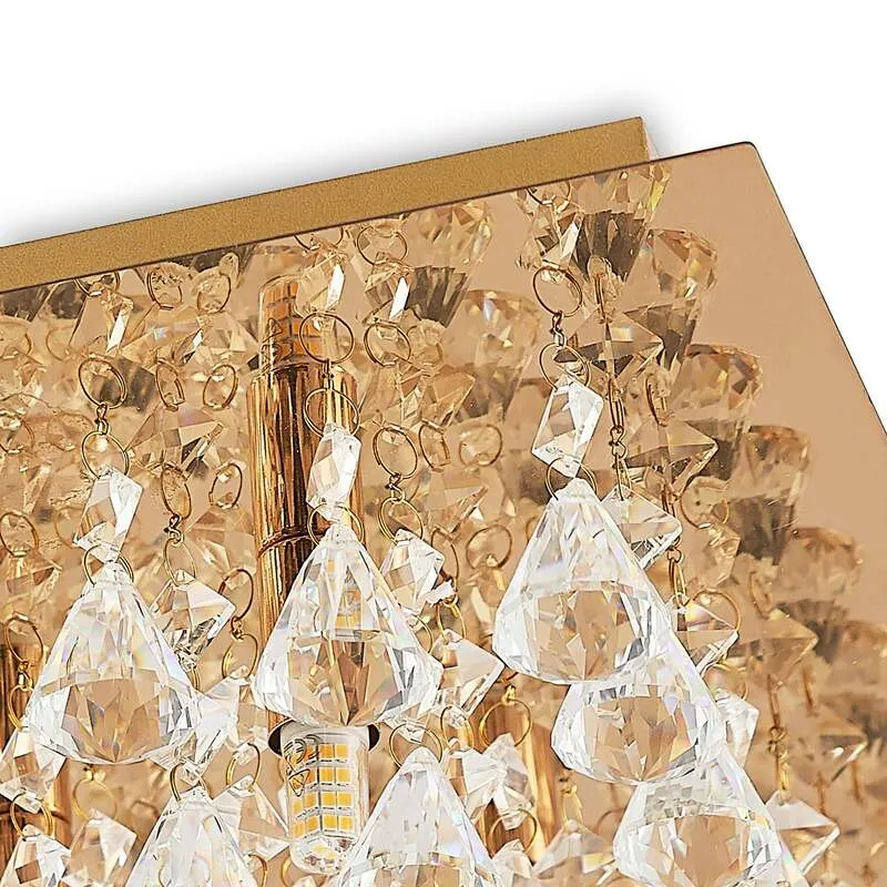 B-Ware Lindby Deckenleuchte Kristallleuchte Rimedia LED Lampe dimmbar gold Ø55cm