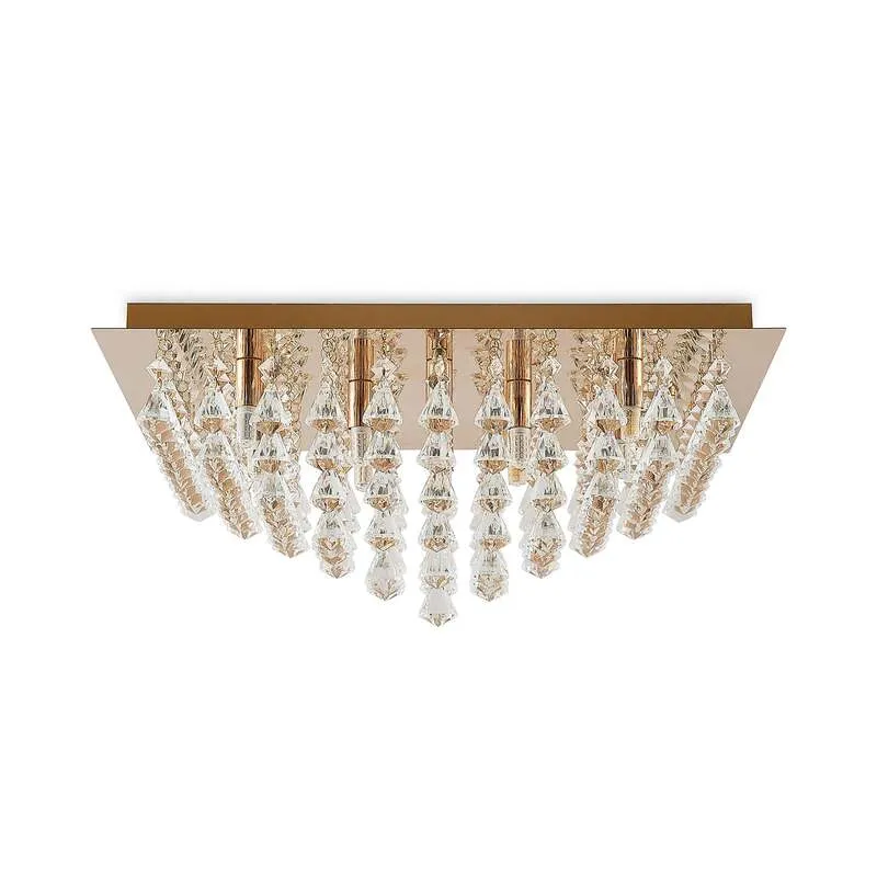 B-Ware Lindby Deckenleuchte Kristallleuchte Rimedia LED Lampe dimmbar gold Ø55cm