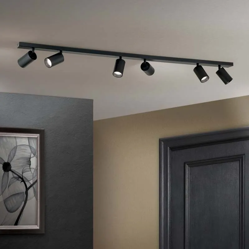 B-Ware Orion Deckenstrahler Sean 6-flammig LED Strahler dimmbar schwarz 130x6cm