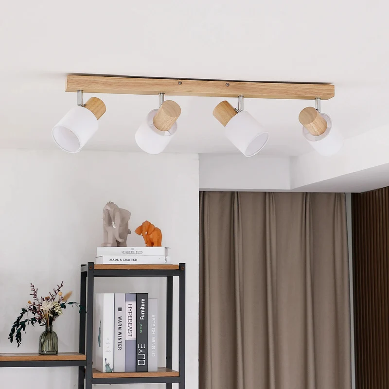 B-Ware Lindby Deckenstrahler Wanessa 67cm 4-flg Holz weiß E14 dimmbar IP20