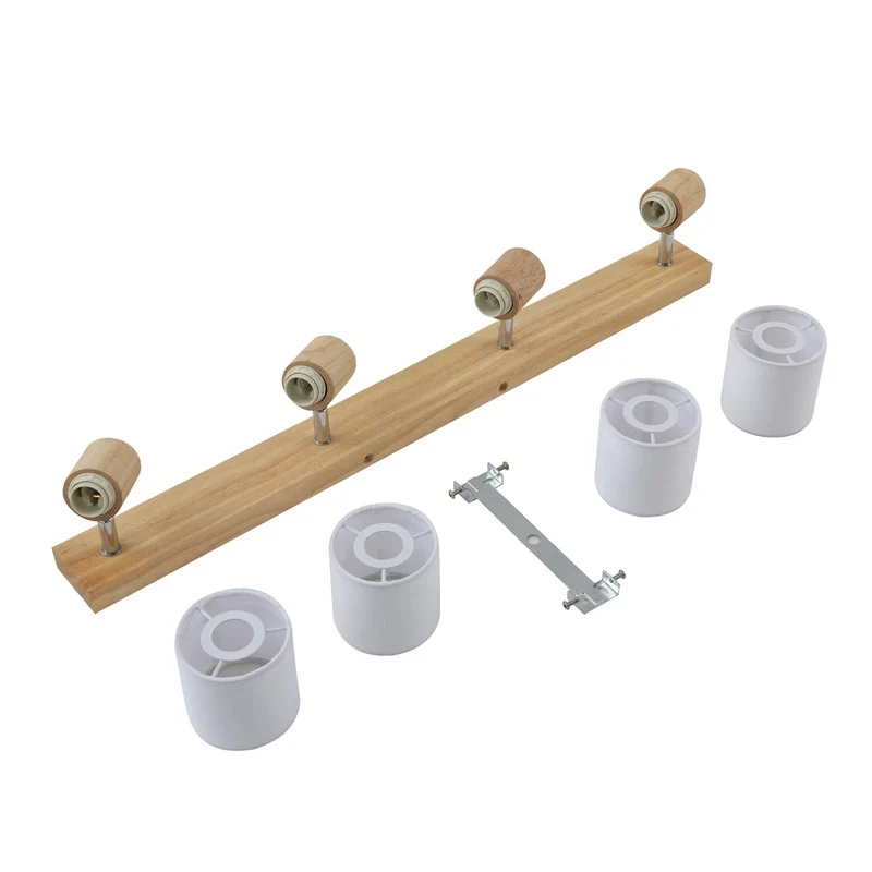 B-Ware Lindby Deckenstrahler Wanessa 67cm 4-flg Holz weiß E14 dimmbar IP20