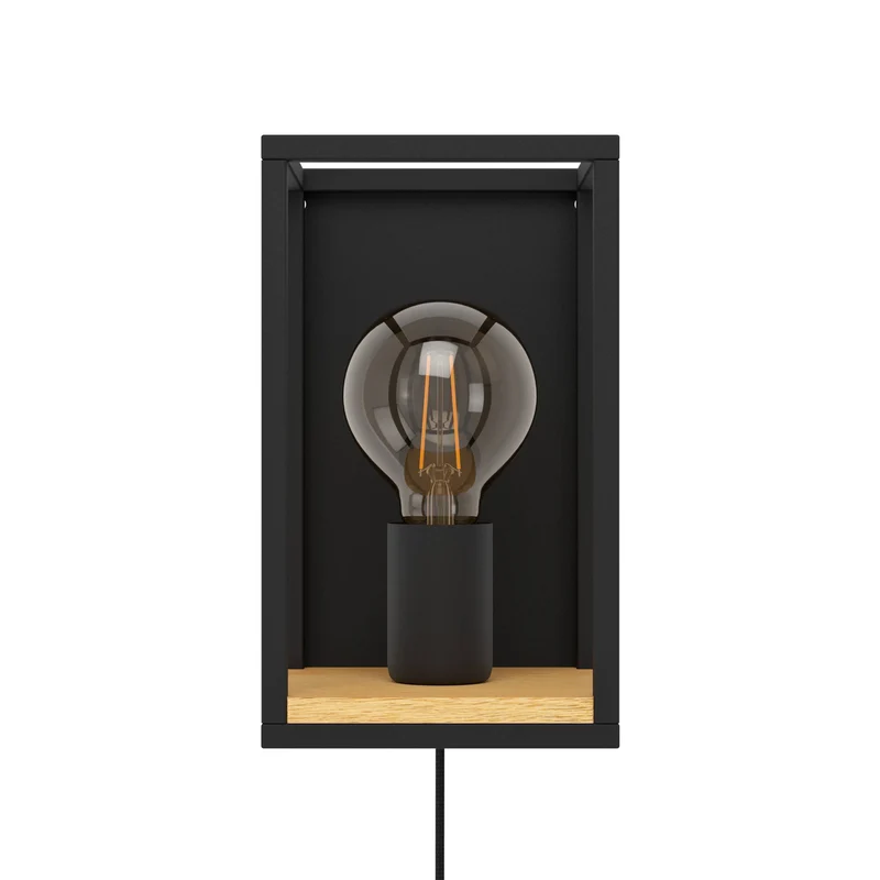 B-Ware Eglo Wandleuchte Libertad Breite 14 cm schwarz holz Stahl Wandlampe Lampe S683