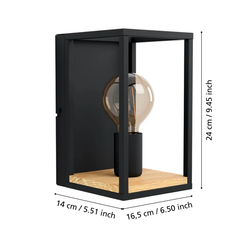 B-Ware Eglo Wandleuchte Libertad Breite 14 cm schwarz holz Stahl Wandlampe Lampe S683