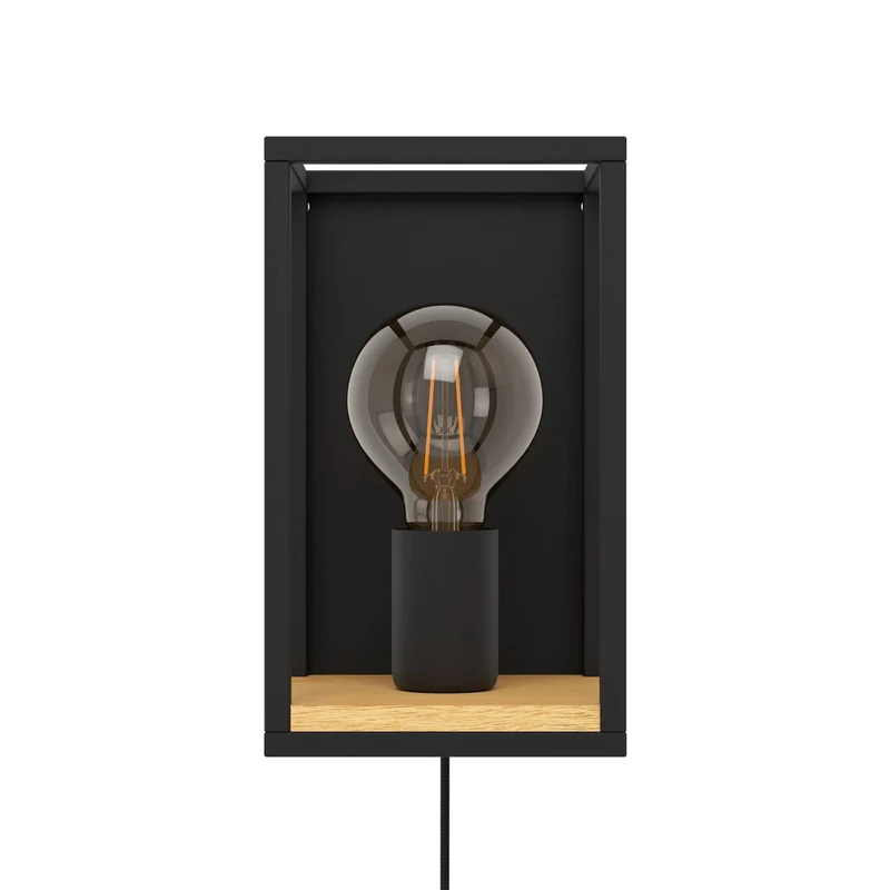 B-Ware Eglo Wandleuchte Libertad Breite 14 cm schwarz holz Stahl Wandlampe Lampe S683