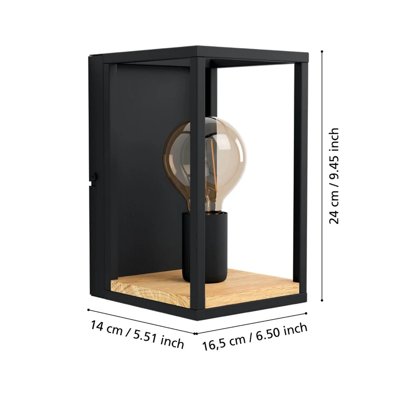B-Ware Eglo Wandleuchte Libertad Breite 14 cm schwarz holz Stahl Wandlampe Lampe S683