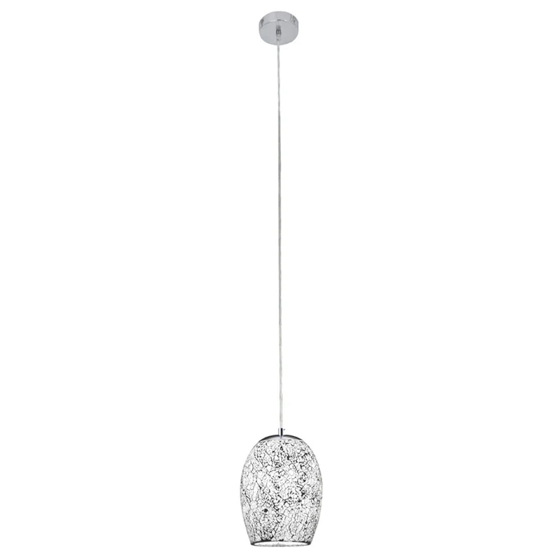 B-Ware Searchlight Hängeleuchte Pendelleuchte Crackle Glas Chrom Weiß Mosaik
