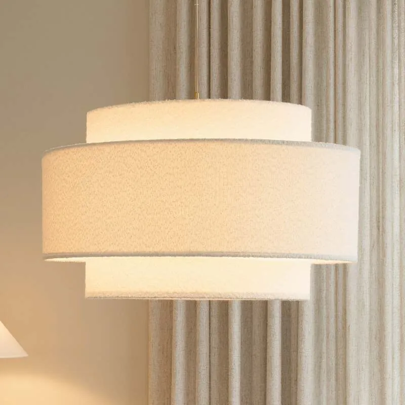 B-Ware Globen Lighting Pendelleuchte Hängeleuchte Noah Bouclé Weiß Wohnzimmer Esszimmer