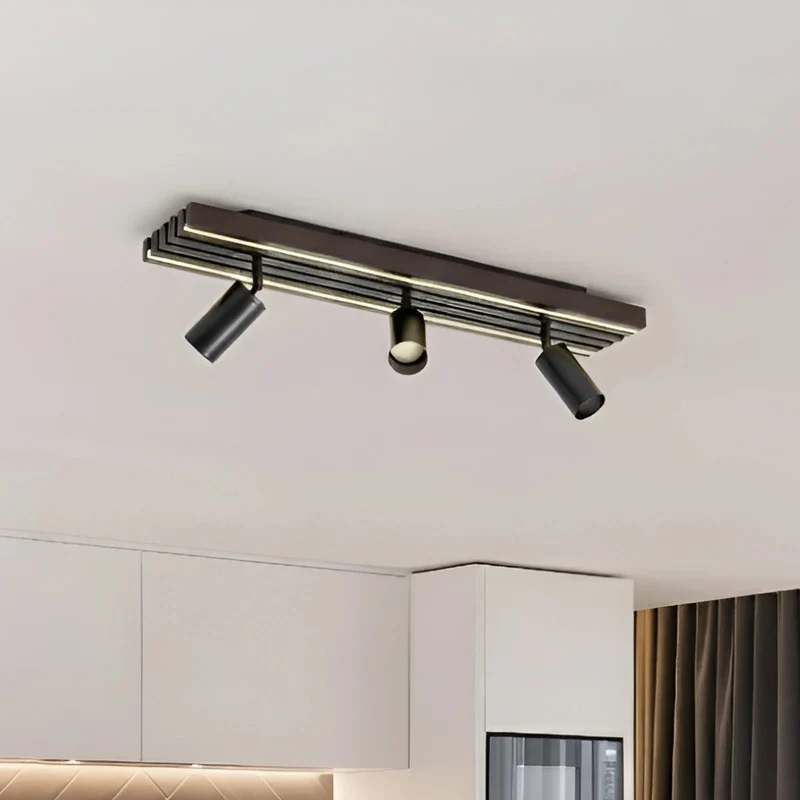 B-Ware Lucande Deckenstrahler Spot LED Leuchte Holz Schwarz Eiche 3 flammig 70 cm