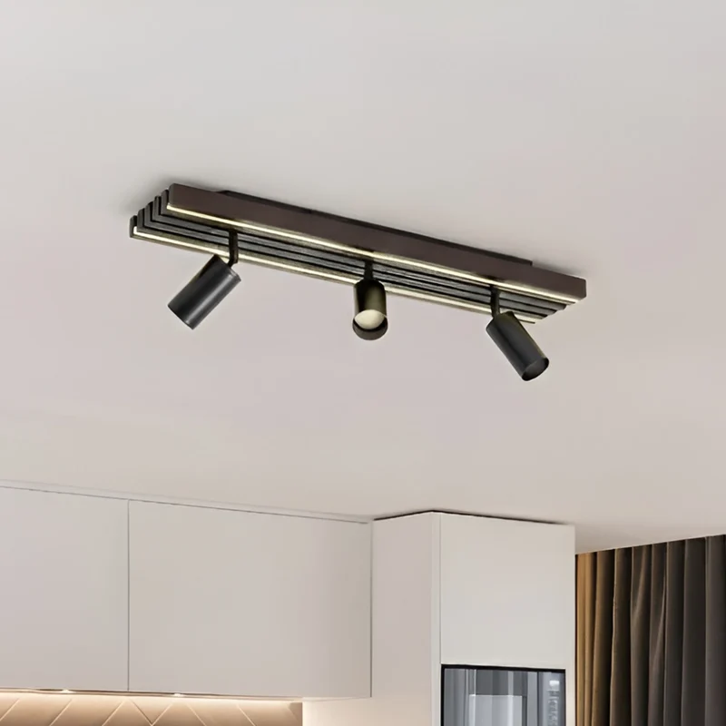 B-Ware Lucande Deckenstrahler Spot LED Leuchte Holz Schwarz Eiche 3 flammig 70 cm