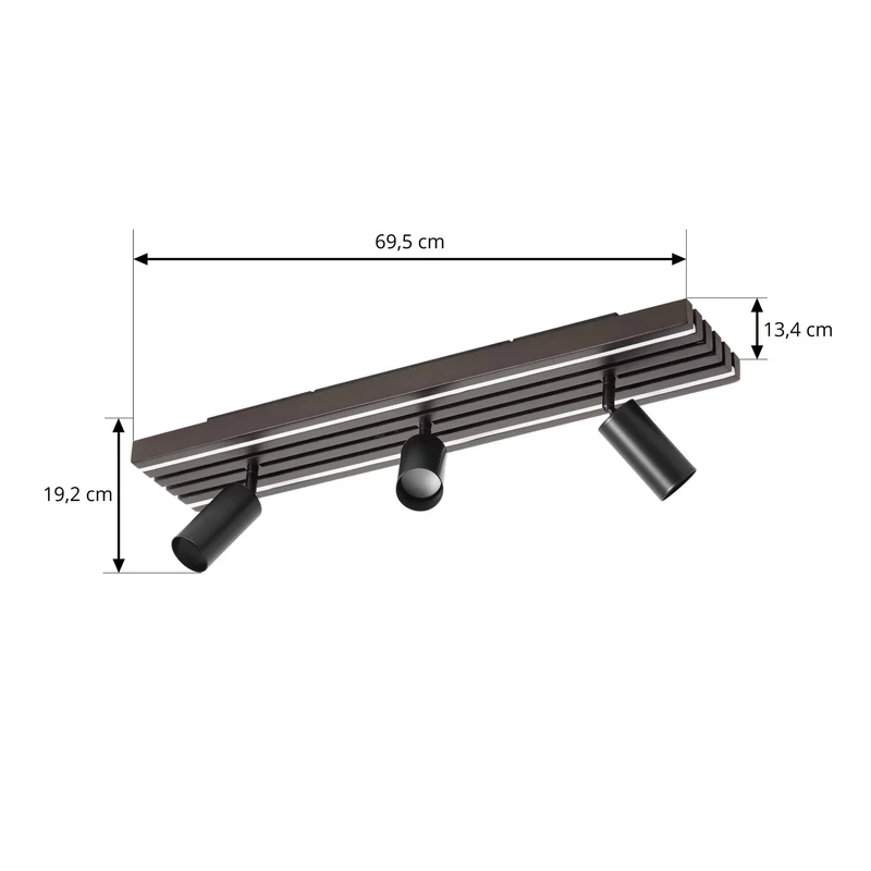 B-Ware Lucande Deckenstrahler Spot LED Leuchte Holz Schwarz Eiche 3 flammig 70 cm