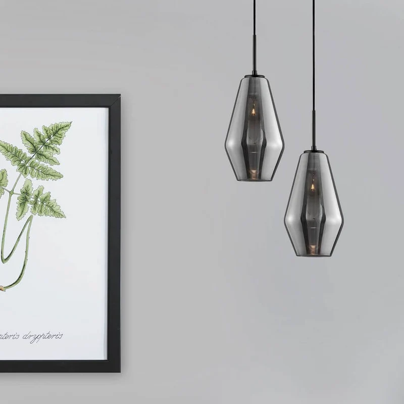 Veiro Hängeleuchte mundgeblasenes Rauchglas