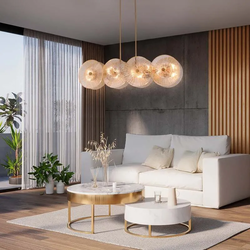 B-Ware Maytoni Hängeleuchte Aster LED Pendelleuchte 8-flammig dimmbar gold bernstein