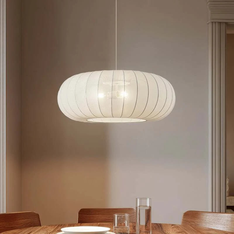 B-Ware Lindby Hängeleuchte Pendelampe Helin weiß Textil Ø 70 cm 3 x E27 LED Leuchte