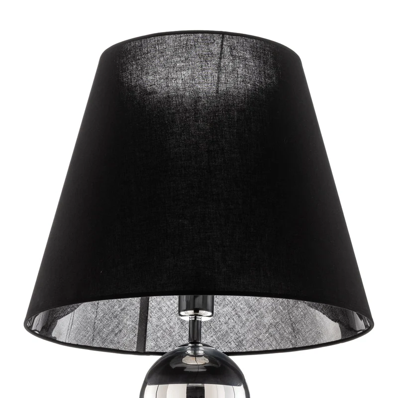 B-Ware Textil-Stehlampe Fulda Schirm schwarz Fuß chrom Stehleuchte Lampe Leuchte Spot