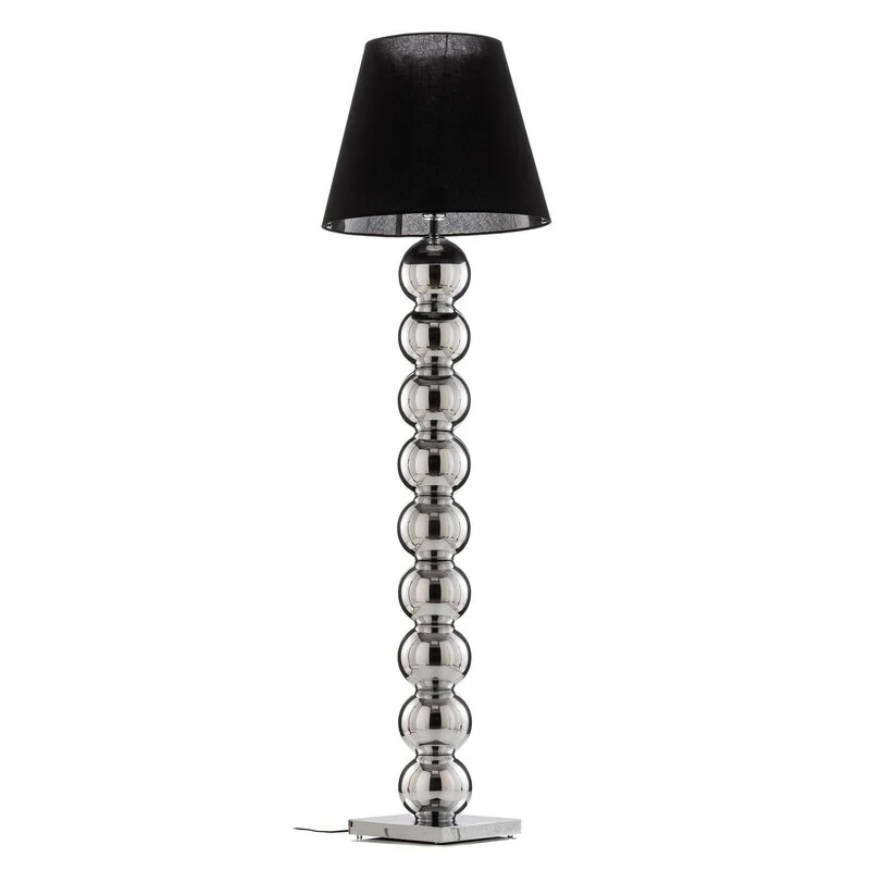 B-Ware Textil-Stehlampe Fulda Schirm schwarz Fuß chrom Stehleuchte Lampe Leuchte Spot