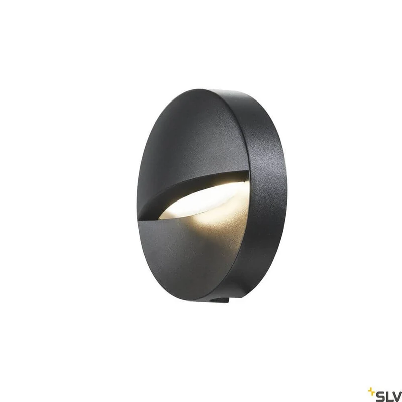 Downunder Out Round LED Wandeinbaulampe Anthrazit 3000K
