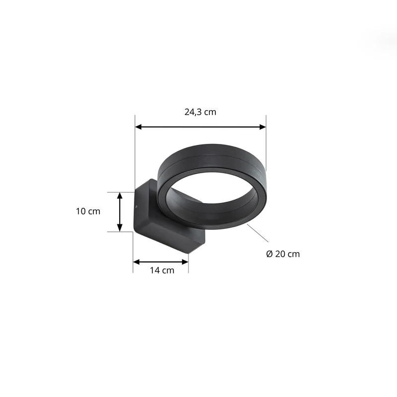 B-Ware Lindby Außenwandleuchte Wandlampe LED Selviro anthrazit Aluminium 20 cm IP65