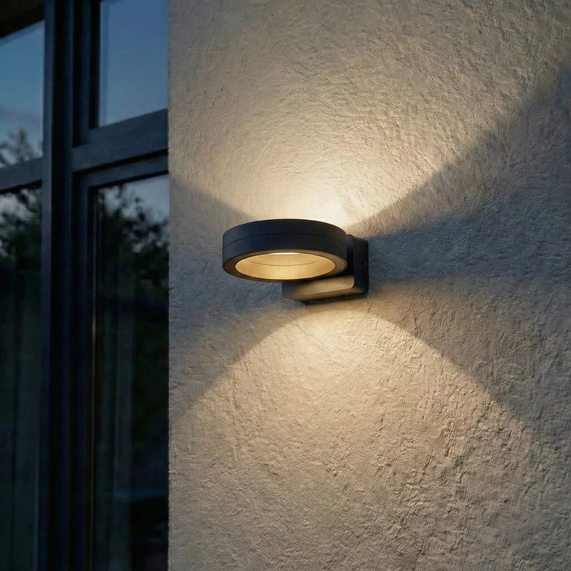 B-Ware Lindby Außenwandleuchte Wandlampe LED Selviro anthrazit Aluminium 20 cm IP65