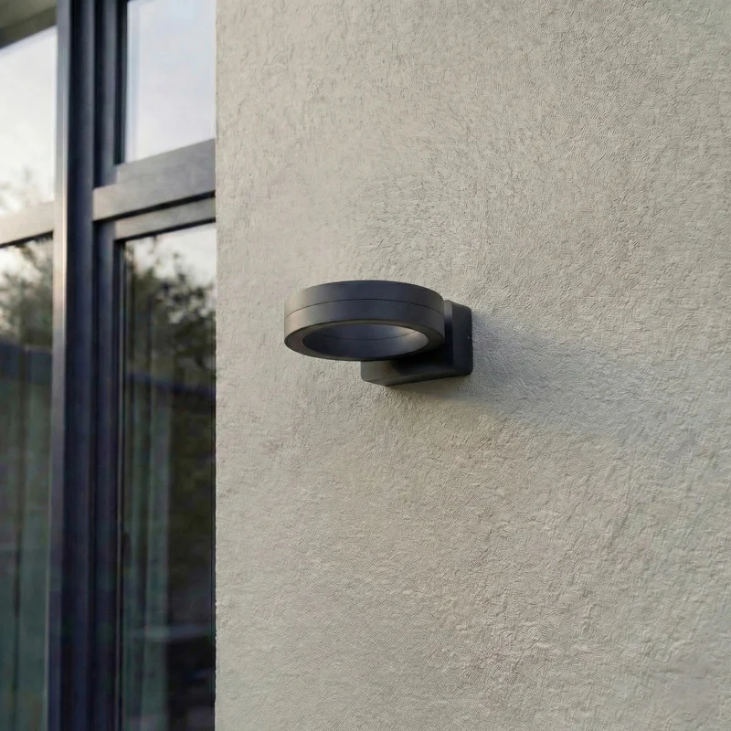 B-Ware Lindby Außenwandleuchte Wandlampe LED Selviro anthrazit Aluminium 20 cm IP65