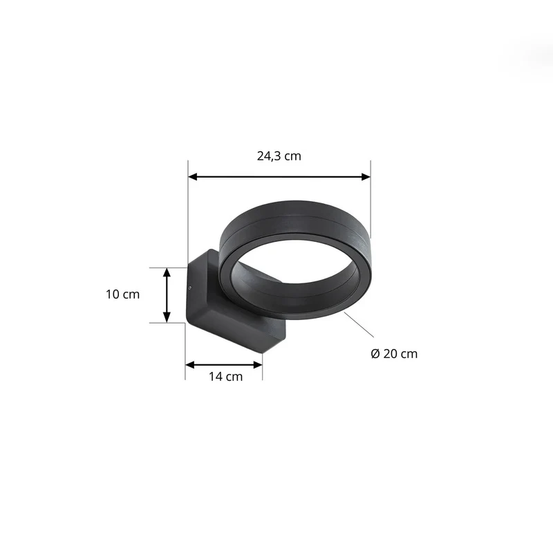 B-Ware Lindby Außenwandleuchte Wandlampe LED Selviro anthrazit Aluminium 20 cm IP65
