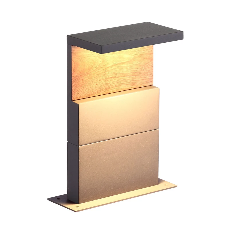 B-Ware Mantra Iluminación Sockelleuchte LED-Gartenleuchte Holz Dunkelgrau Alu 35cm