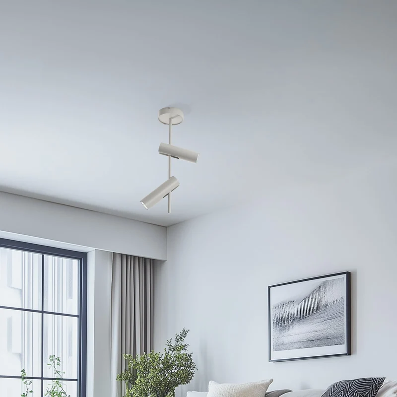 B-Ware Deckenspot Leda Deckenleuchte Spot taupe Stahl 2-flammig 55 cm GU10 LED Lampe